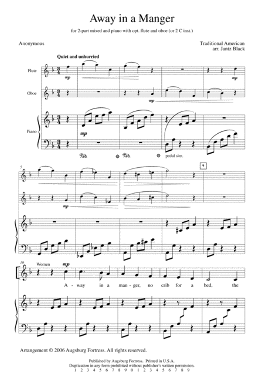 Away in a Manger 2-Part - Sheet Music page 2