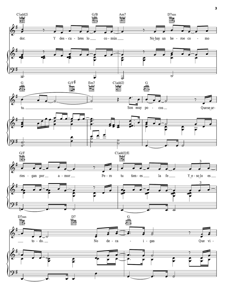 Heroe Heroe Piano, Vocal, Guitar scores gallery preview page 3