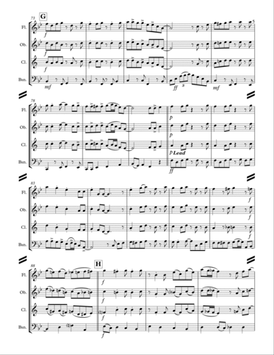 Rockin' Around The Christmas Tree Woodwind Quartet scores gallery preview page 6