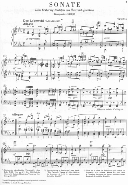 Piano Sonata No. 26 in E Flat Major Op. 81a