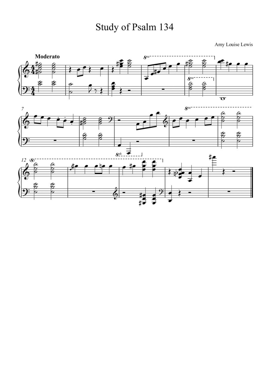 Study of Psalm 134 Piano Method scores gallery preview page 1