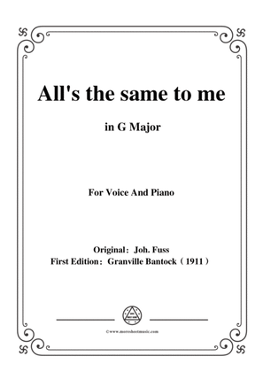 Book cover for Bantock-Folksong,All's the same to me('S ist mir Alles Eins),in G Major,for Voice and Piano
