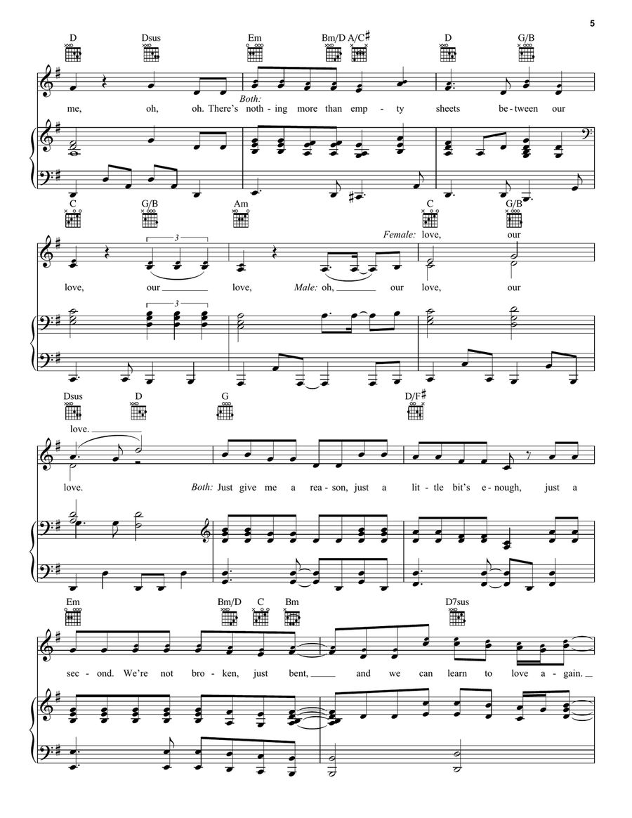 Just Give Me A Reason Just Give Me A Reason Piano, Vocal, Guitar scores gallery preview page 5
