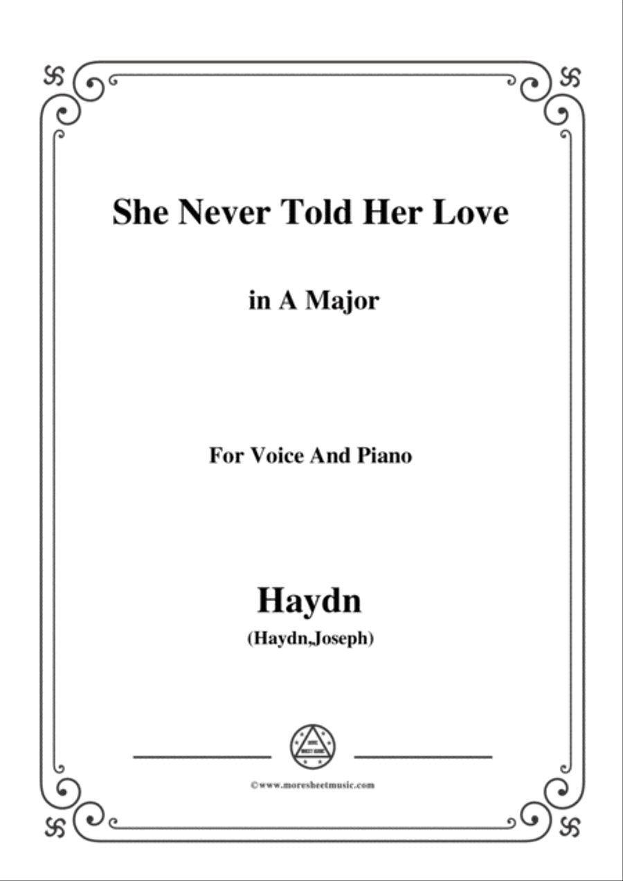 Haydn-She Never Told Her Love in A Major, for Voice and Piano Voice Solo scores gallery preview page 1