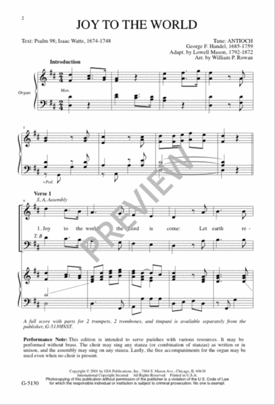 Joy to the World 4-Part scores gallery preview page 2