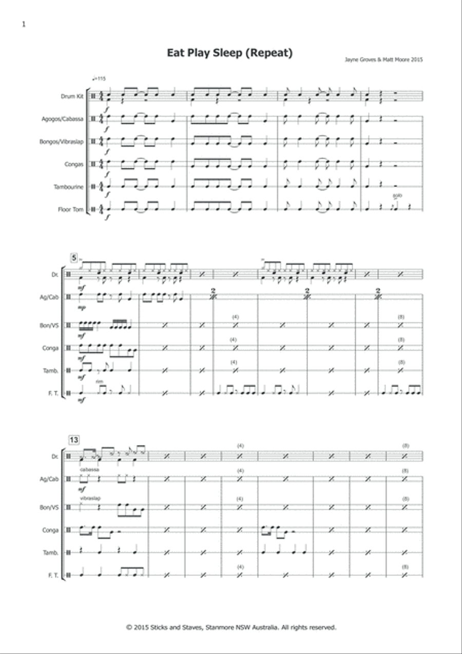 Eat Play Sleep (Repeat) Percussion Ensemble scores gallery preview page 3