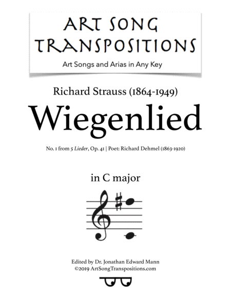 STRAUSS: Wiegenlied, Op. 41 no. 1 (transposed to C major)