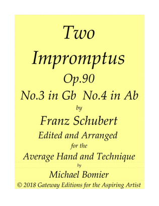 Book cover for F. Schubert Two Impromptus, Op. 90, Nos 3, 4 in Gb, Ab, for Piano Solo