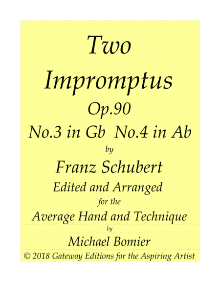 F. Schubert Two Impromptus, Op. 90, Nos 3, 4 in Gb, Ab, for Piano Solo image number null