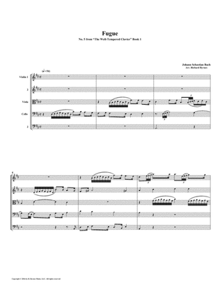 Fugue 05 from Well-Tempered Clavier, Book 1 (String Quintet)