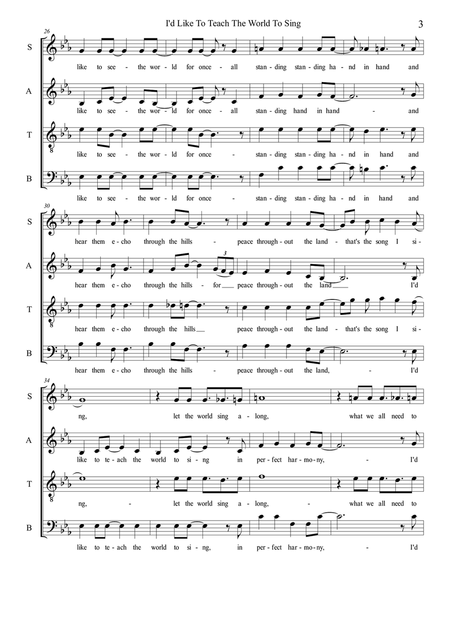 I'd Like To Teach The World To Sing 4-Part scores gallery preview page 3