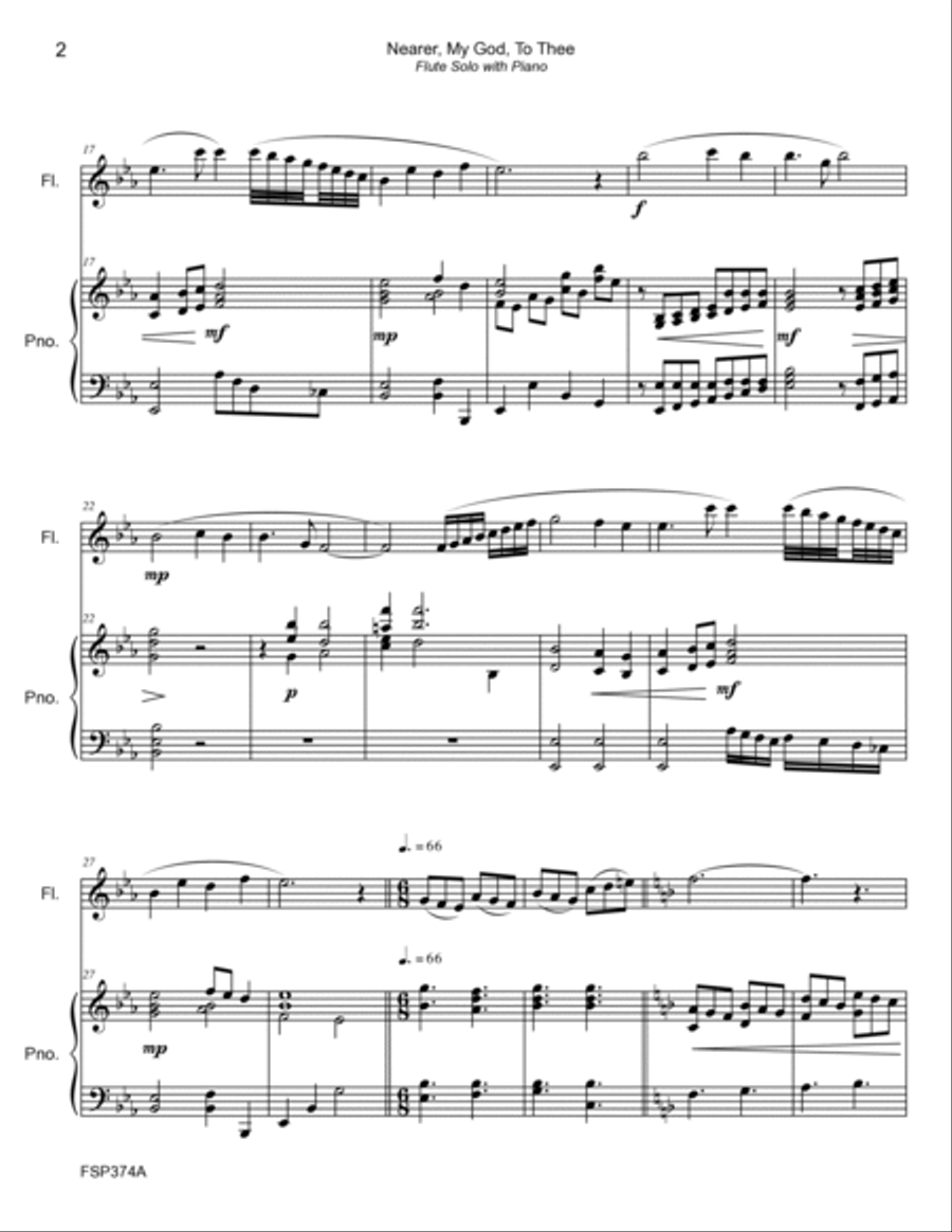 NEARER MY GOD TO THEE - FLUTE SOLO with Piano Accompaniment Flute Solo scores gallery preview page 2