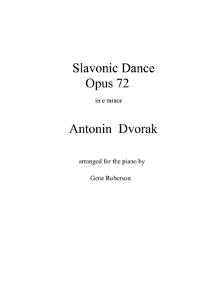 Book cover for Slavonic Dance in E minor Opus 72 Dvorak