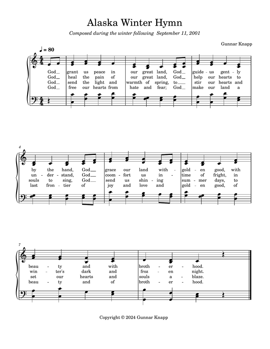 Alaska Winter Hymn Alaska Winter Hymn Piano, Vocal scores gallery preview page 1