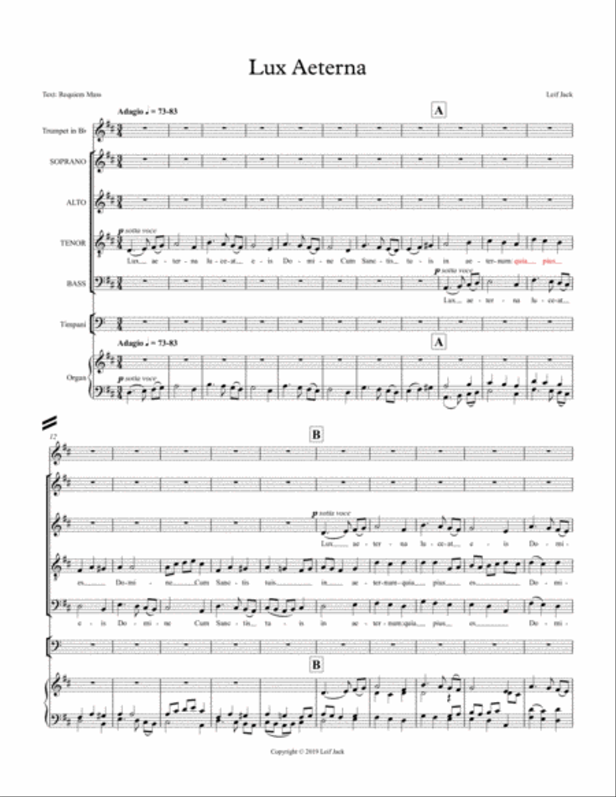 Lux Aeterna Lux Aeterna 4-Part scores gallery preview page 1