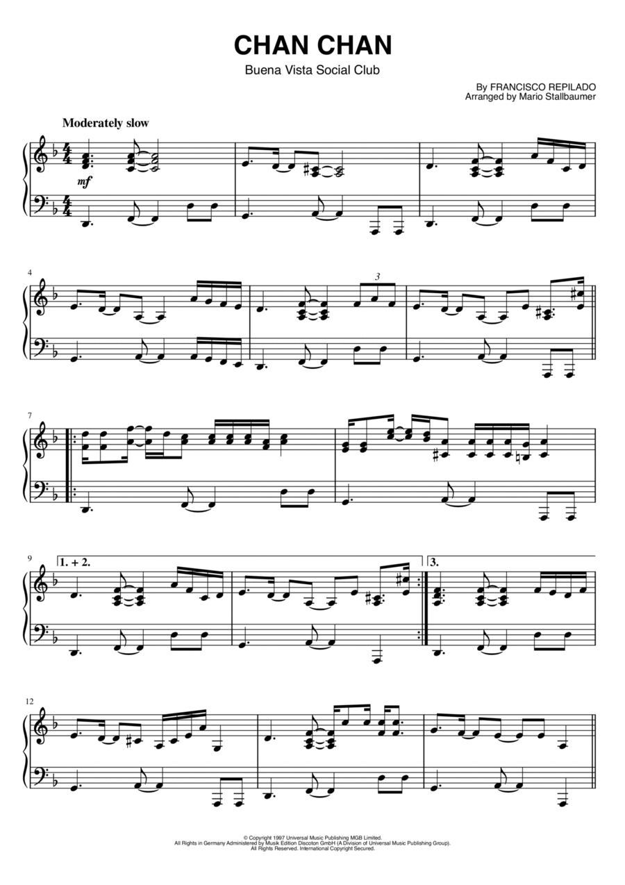 Chan Chan (chan Chan Son) Piano Solo scores gallery preview page 1