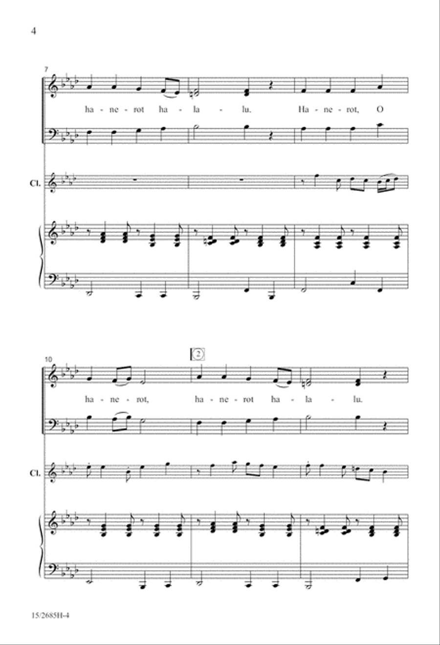 Hanerot Halalu (Light the Candles) 4-Part scores gallery preview page 4