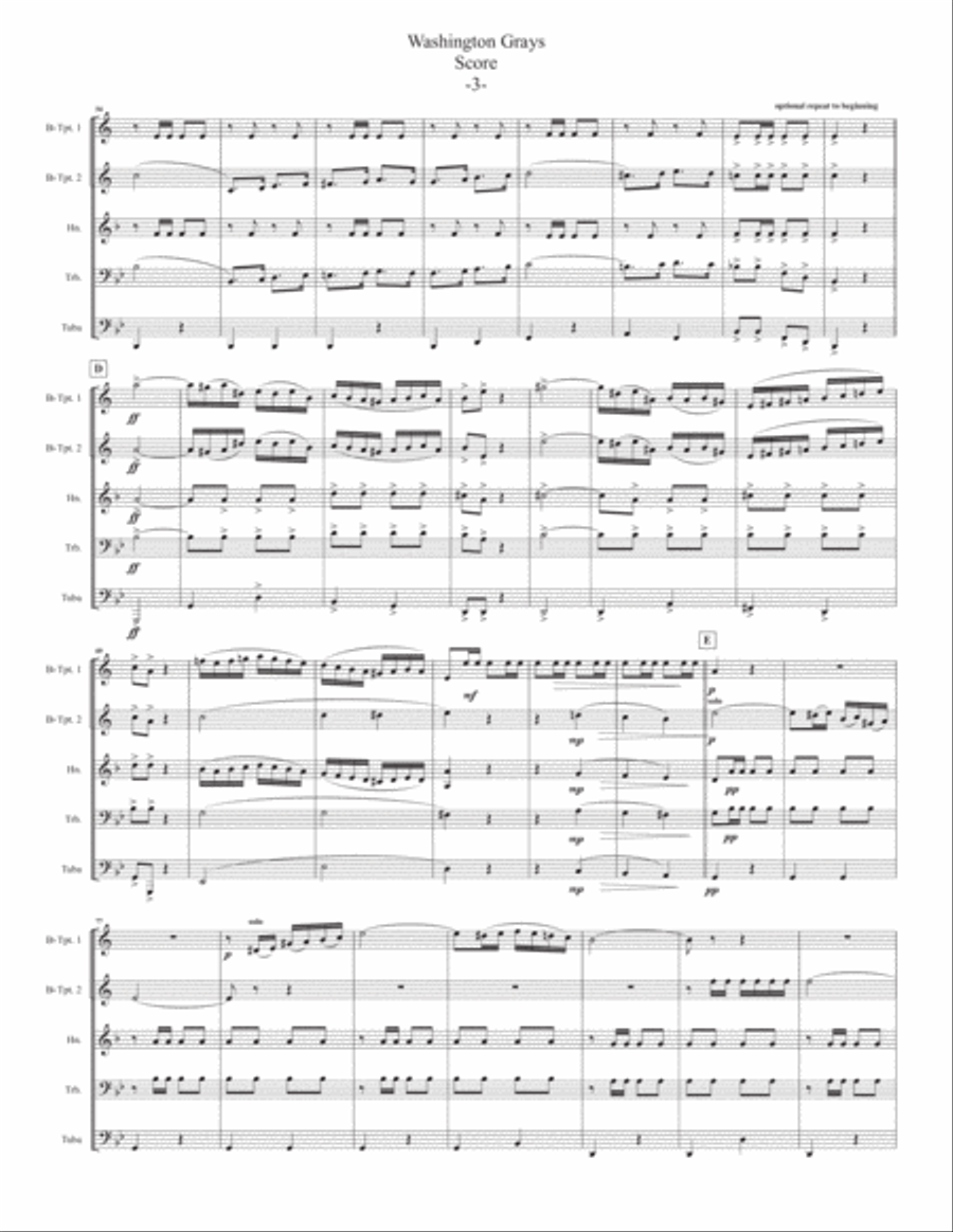 Washington Grays March for Brass Quintet Brass Quintet scores gallery preview page 5