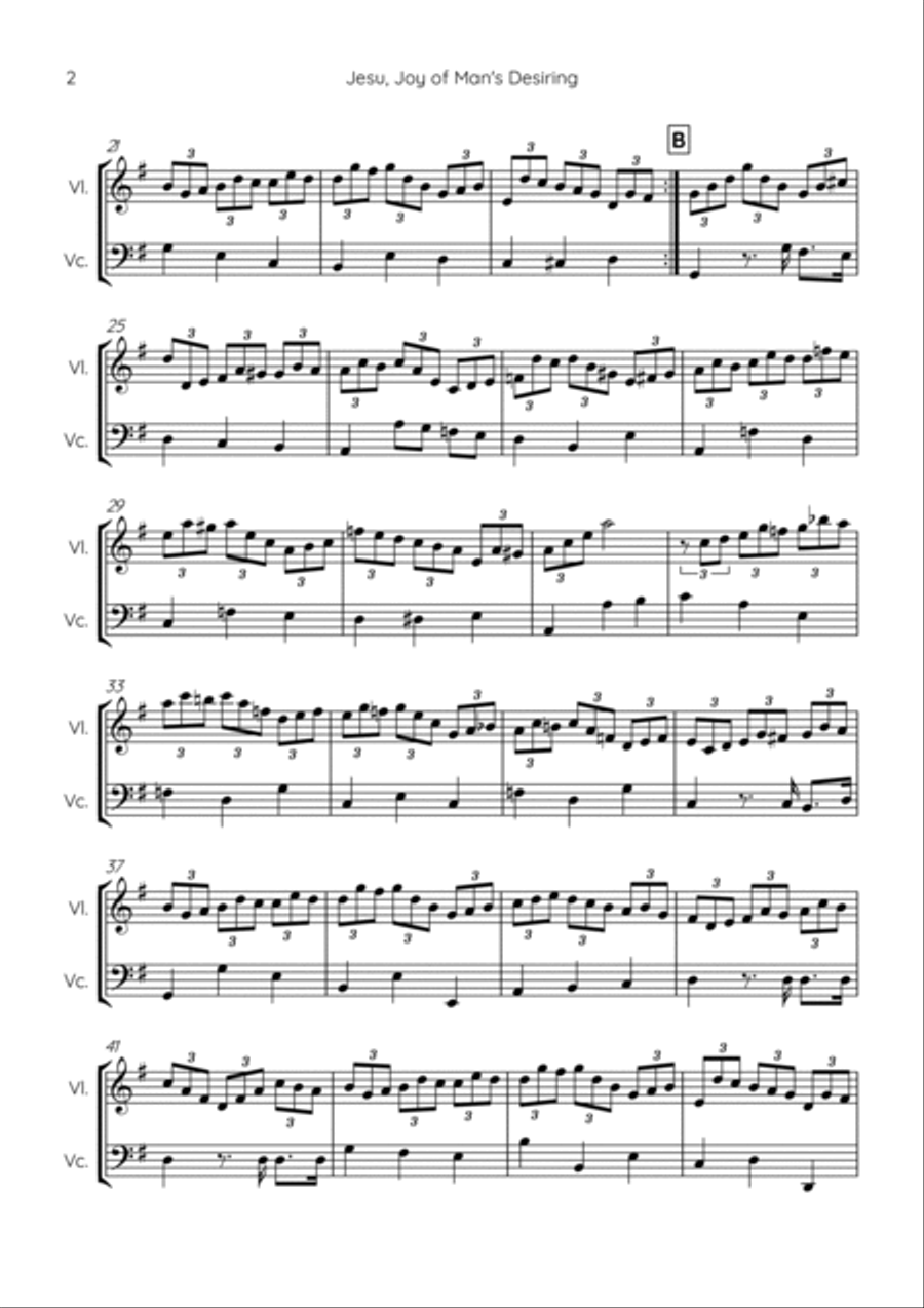 Jesu, Joy of Man's Desiring String Duet scores gallery preview page 2