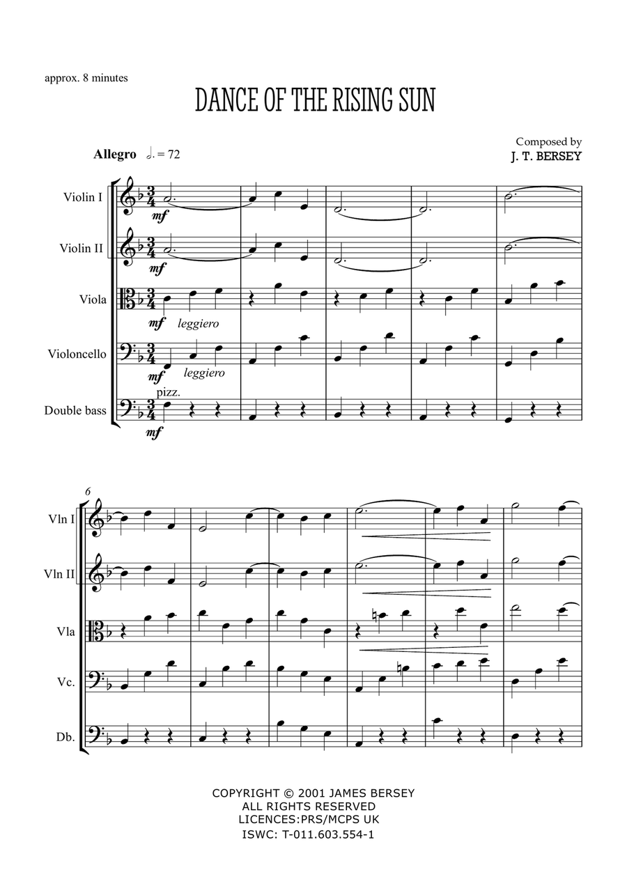 Dance of the Rising Sun (for string quintet) - score & set of string parts String Orchestra scores gallery preview page 5