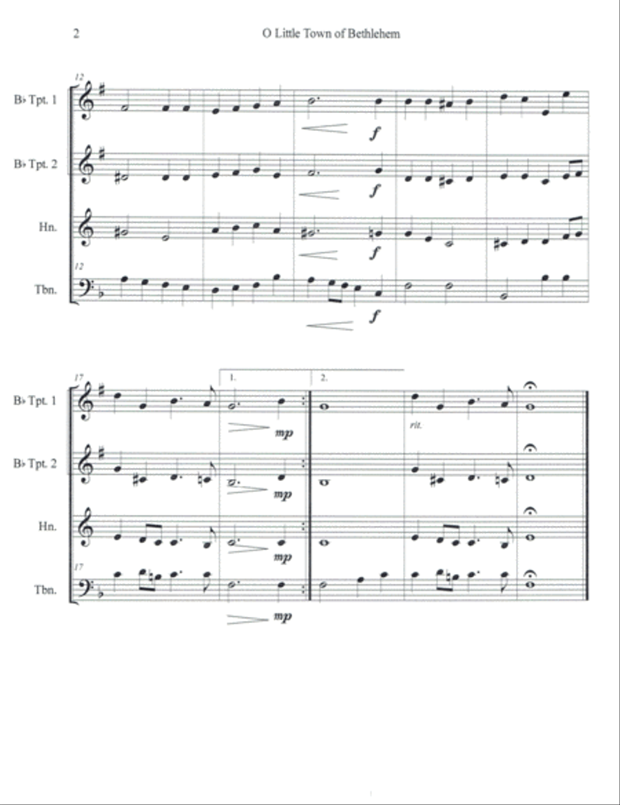 5 Christmas Carols for Brass Quartet Brass Quartet scores gallery preview page 3