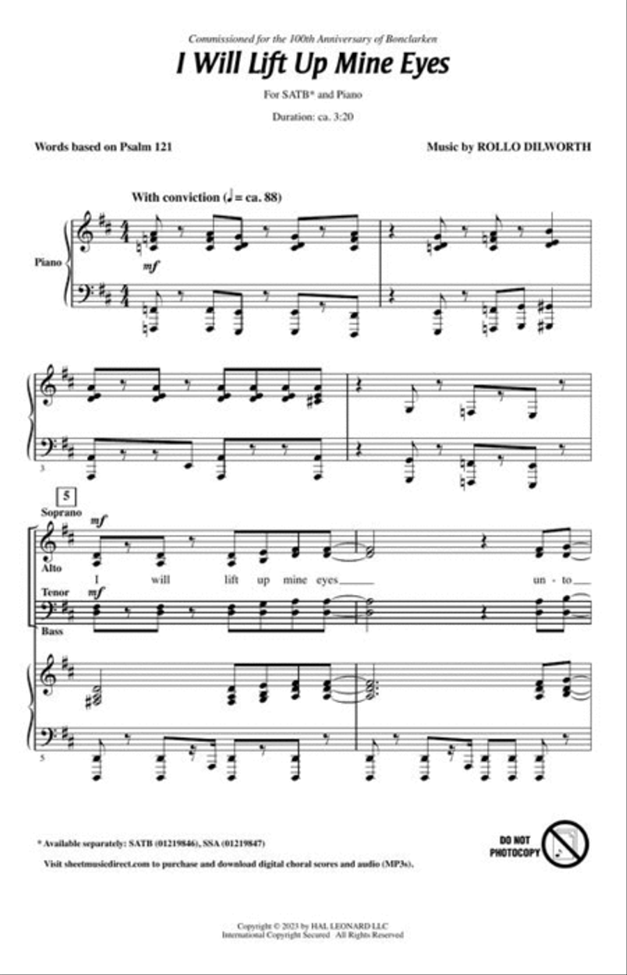 I Will Lift Up Mine Eyes 4-Part scores gallery preview page 3