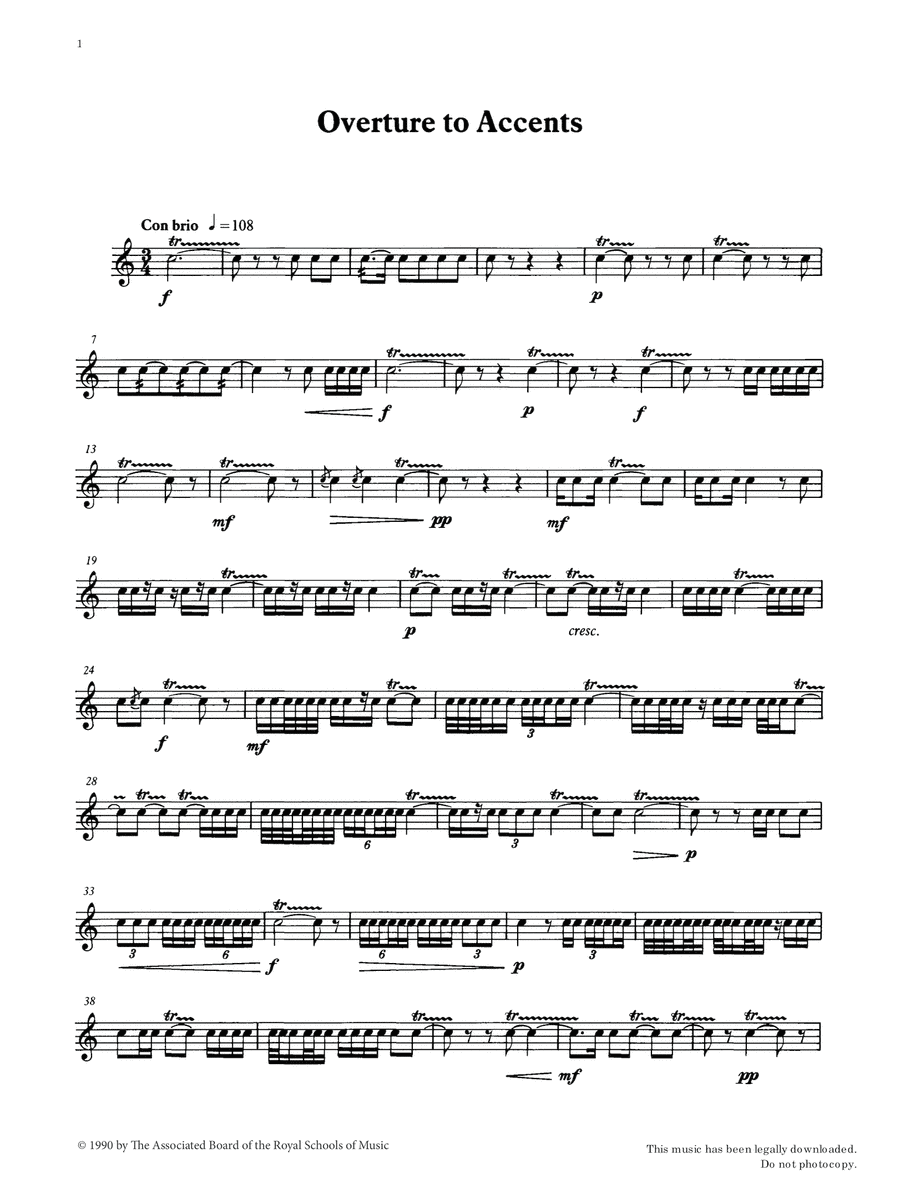 Overture to Accents from Graded Music for Snare Drum, Book IV Percussion scores gallery preview page 1