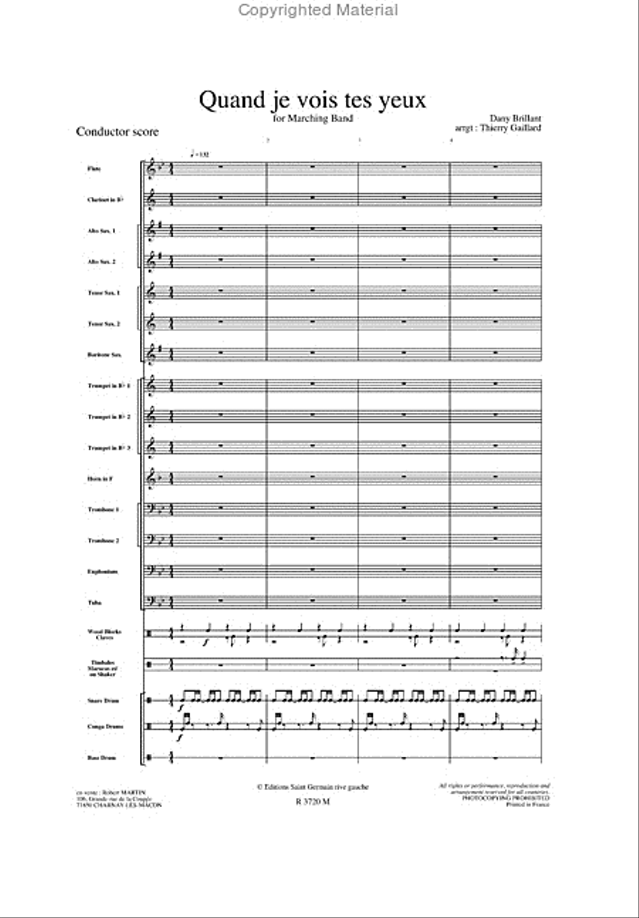 Quand Je Vois Tes Yeux Marching Band scores gallery preview page 2