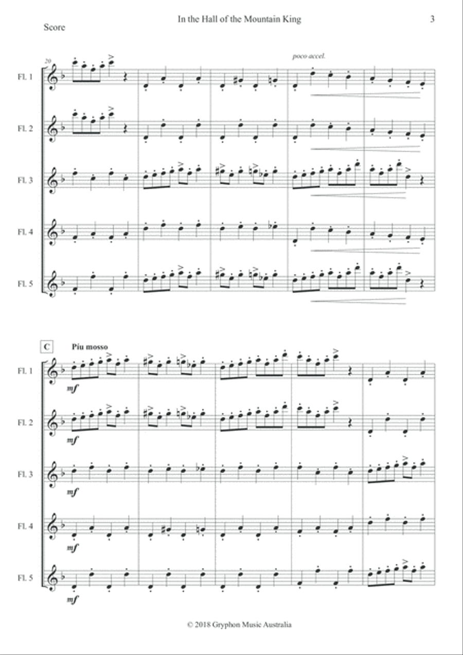 In the Hall of the Mountain King (arranged for flute quintet) Woodwind Quintet scores gallery preview page 4