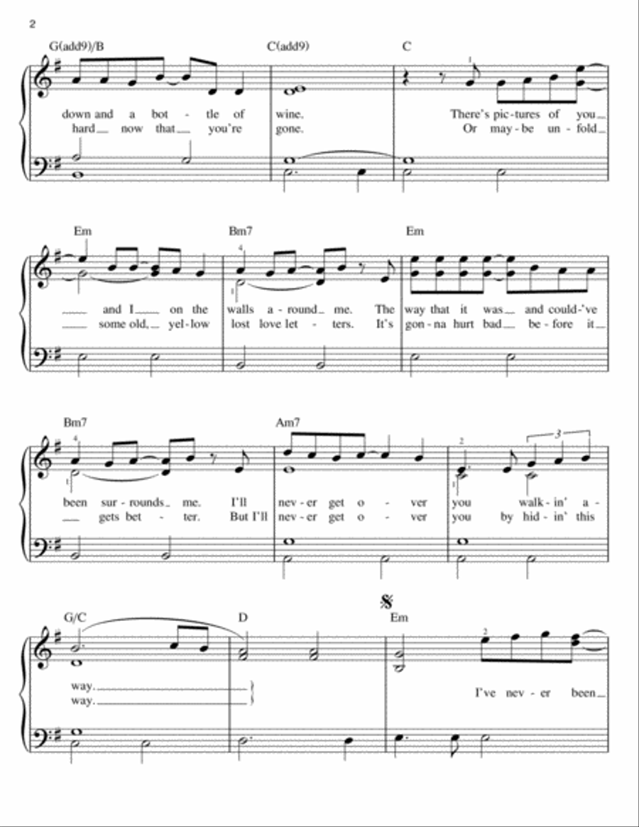Tonight I Wanna Cry Tonight I Wanna Cry Easy Piano scores gallery preview page 2