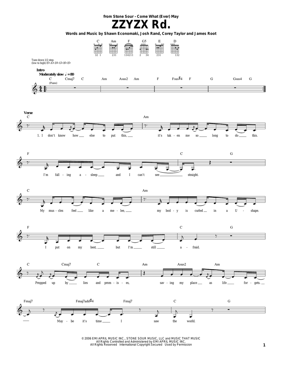 ZZYZX Rd. Acoustic Guitar scores gallery preview page 1