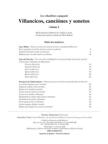 Villancicos, canciones y sonetos, vol. 2