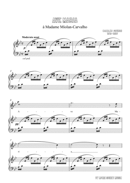 Gounod-Ave Maria in B flat Major,for Voice and Piano image number null