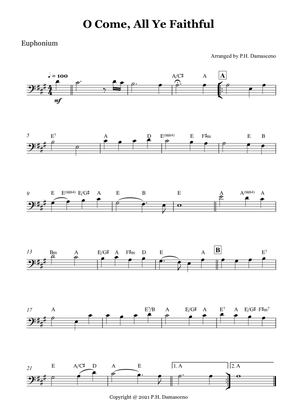 Book cover for O Come, All Ye Faithful - Euphonium Solo with Chords