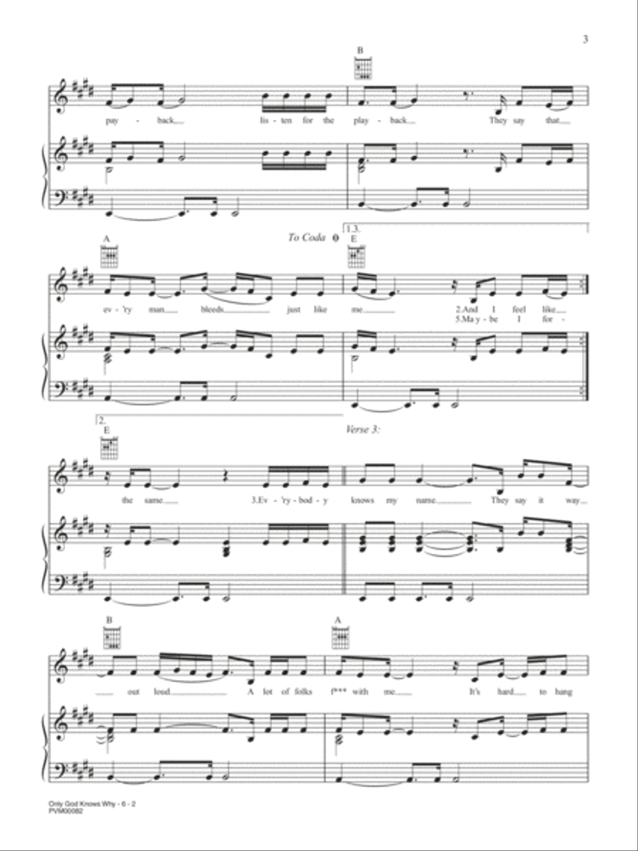 Only God Knows Why Only God Knows Why Piano, Vocal, Guitar scores gallery preview page 2