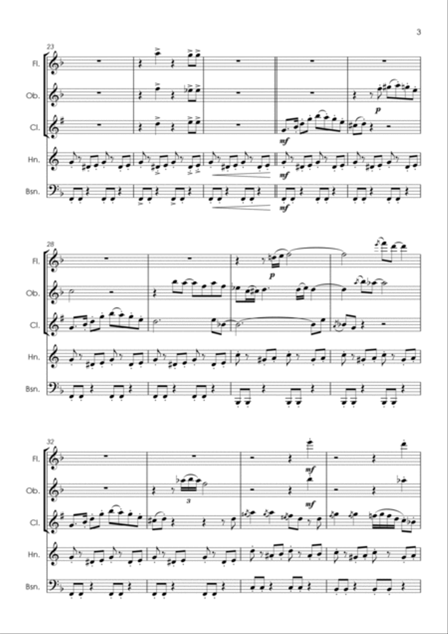 Baby Elephant Walk from the Paramount Picture HATARI! Woodwind Quintet scores gallery preview page 5