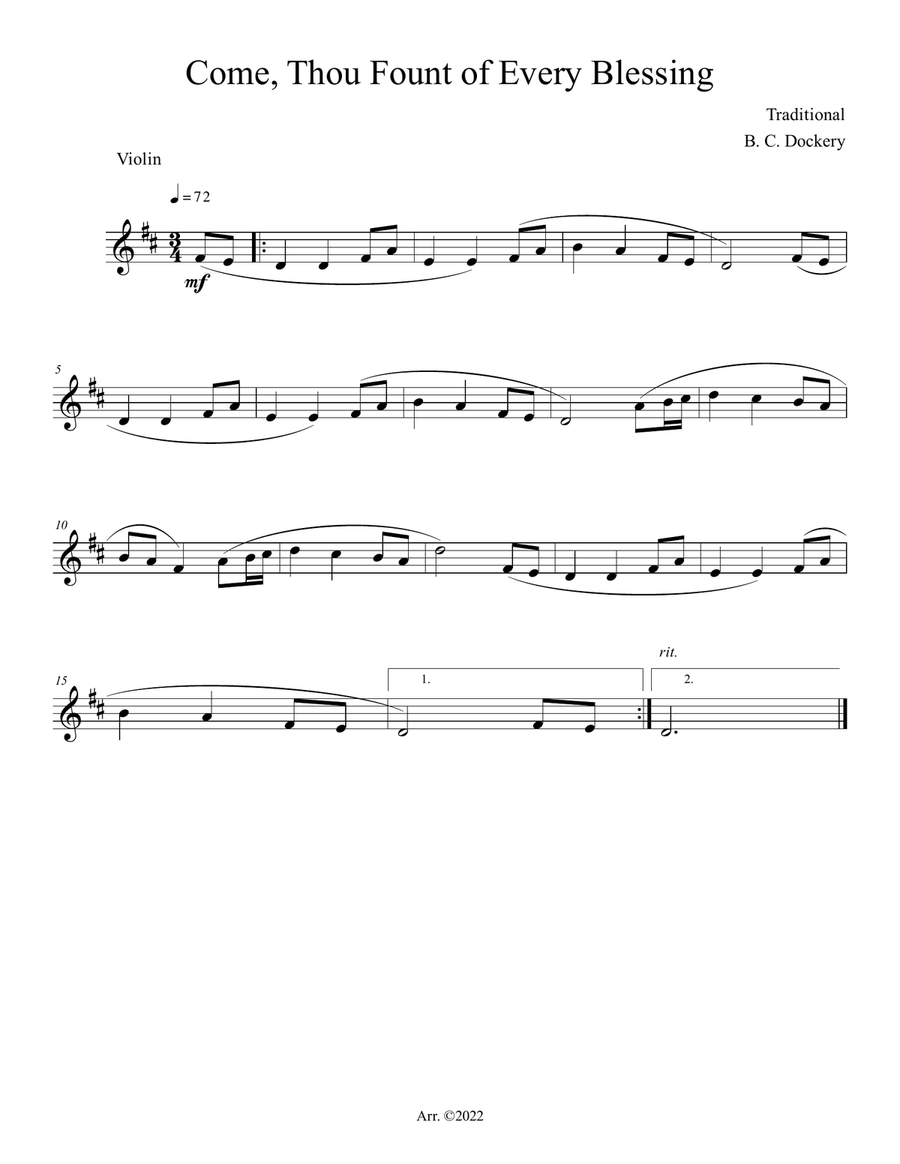 Come, Thou Fount of Every Blessing (Violin and Cello Duet with Piano Accompaniment) Come, Thou Fount of Every Blessing (Violin and Cello Duet with Piano Accompaniment) Piano Trio scores gallery preview page 3