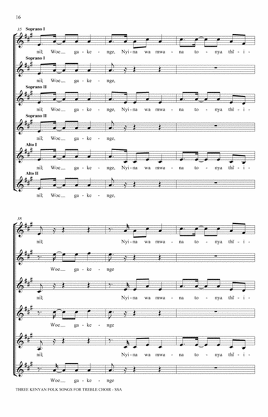 Three Kenyan Folksongs for Treble Choir