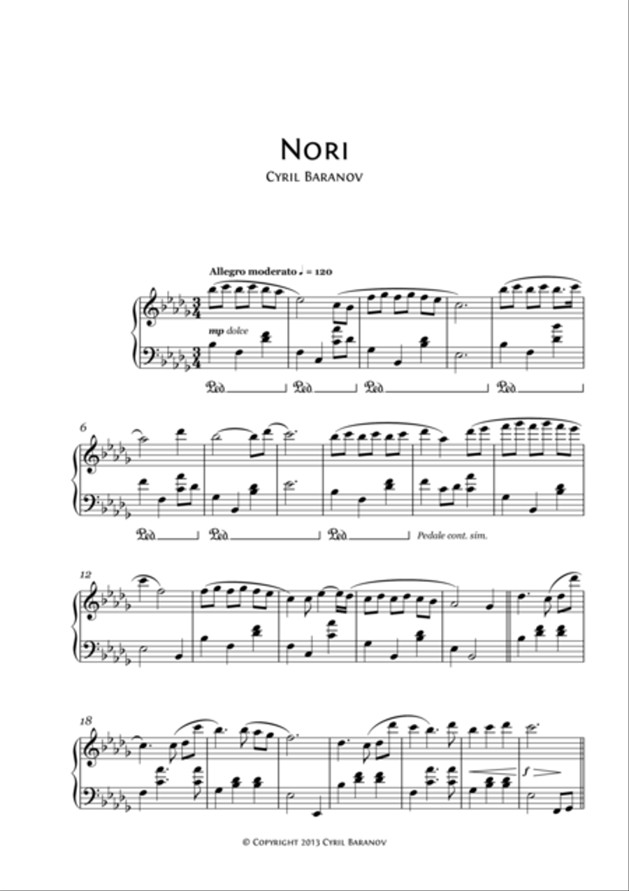 Nori Piano Solo scores gallery preview page 1