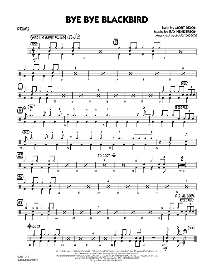 Bye Bye Blackbird - Drums