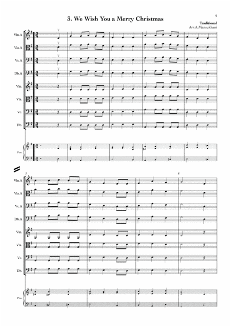 Christmas Songs for Young String Orchestras - Complete Volumes 1-3; mixed difficulties String Orchestra scores gallery preview page 6