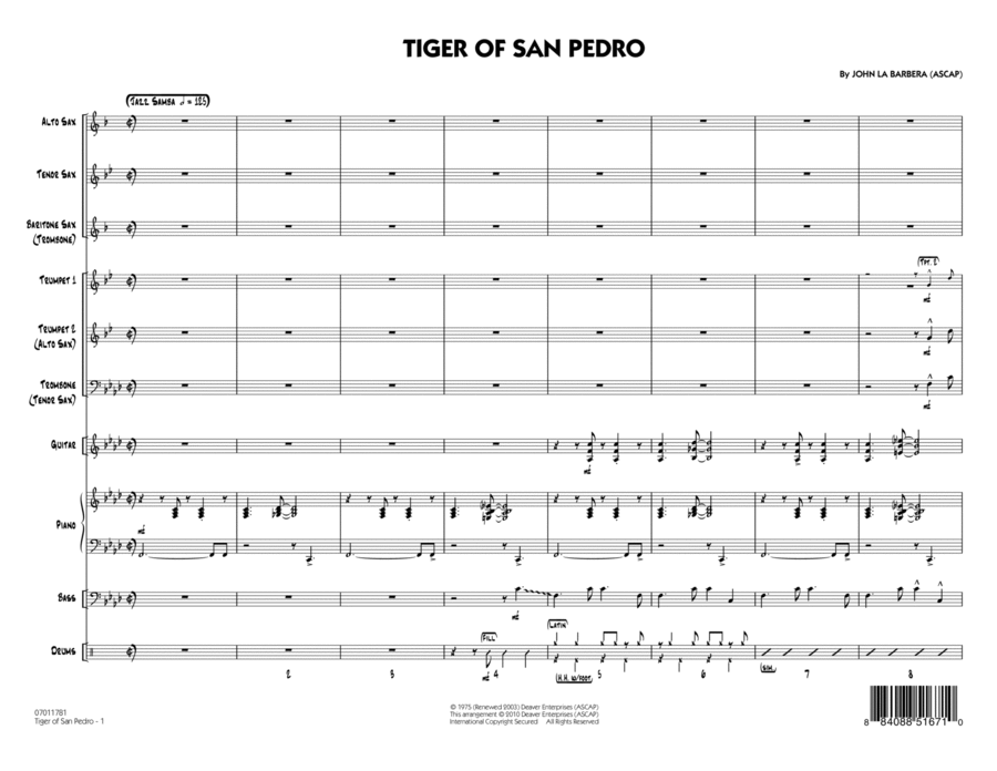 Tiger Of San Pedro - Conductor Score (Full Score)