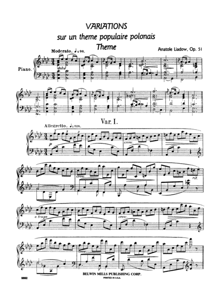 Variations sur un theme populaire Polonais, Op. 51