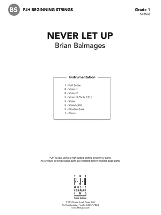 Book cover for Never Let Up: Score