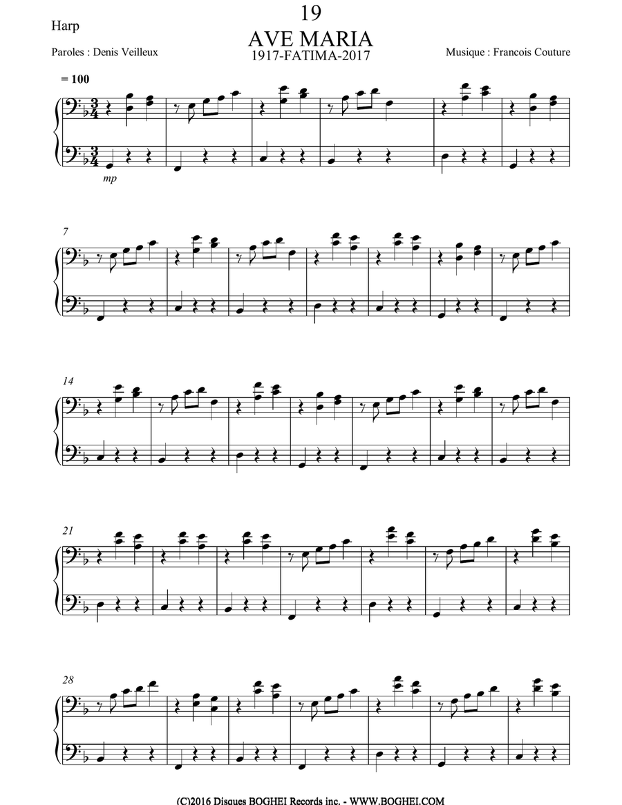 AVE MARIA -1917 FATIMA 2017 Small Ensemble scores gallery preview page 2