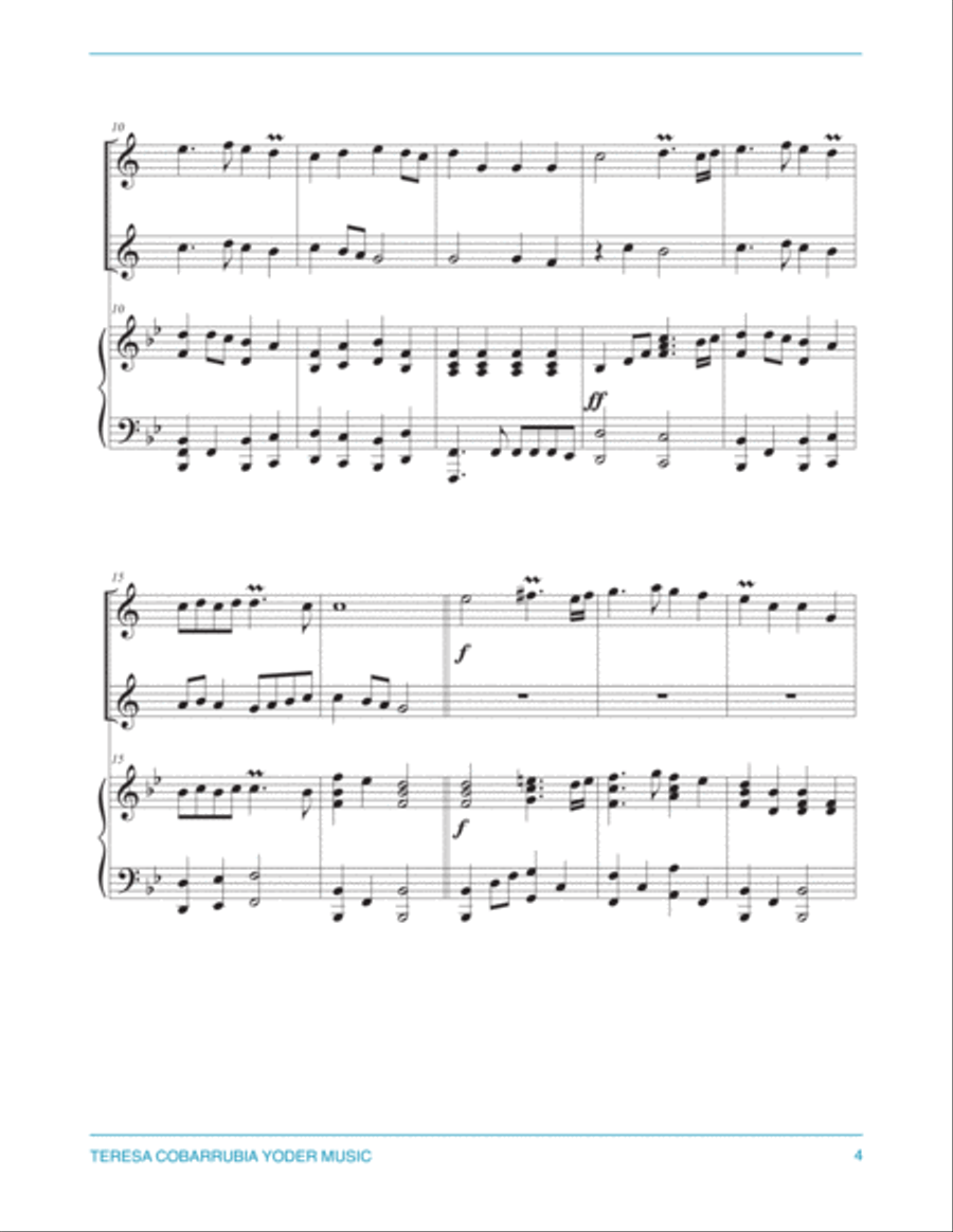 Trumpet Voluntaire - The Prince of Denmark's March for 2 trumpets and piano by Teresa Cobarrubia Yod Trumpet Duet scores gallery preview page 4