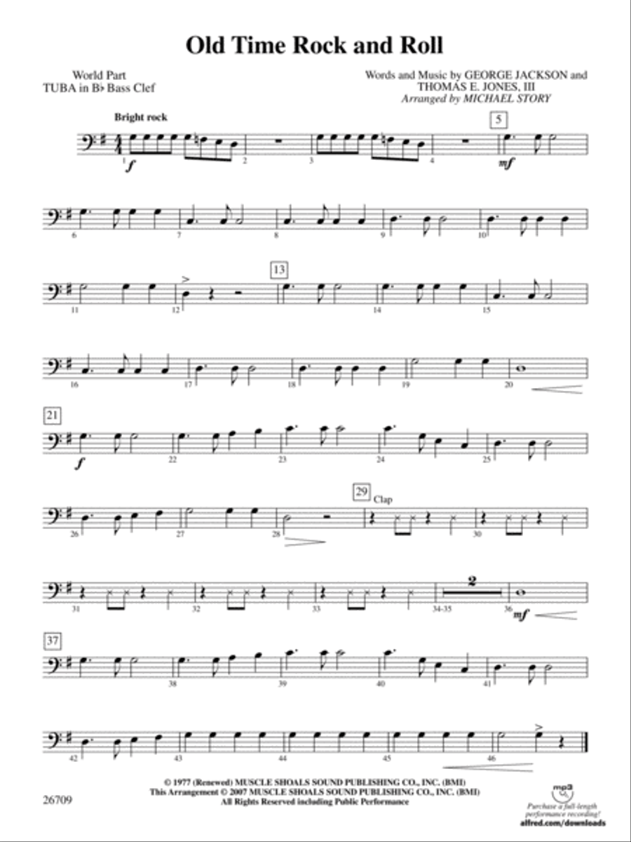 Old Time Rock and Roll: (World Part) B-flat Tuba B.C. Concert Band scores gallery preview page 1