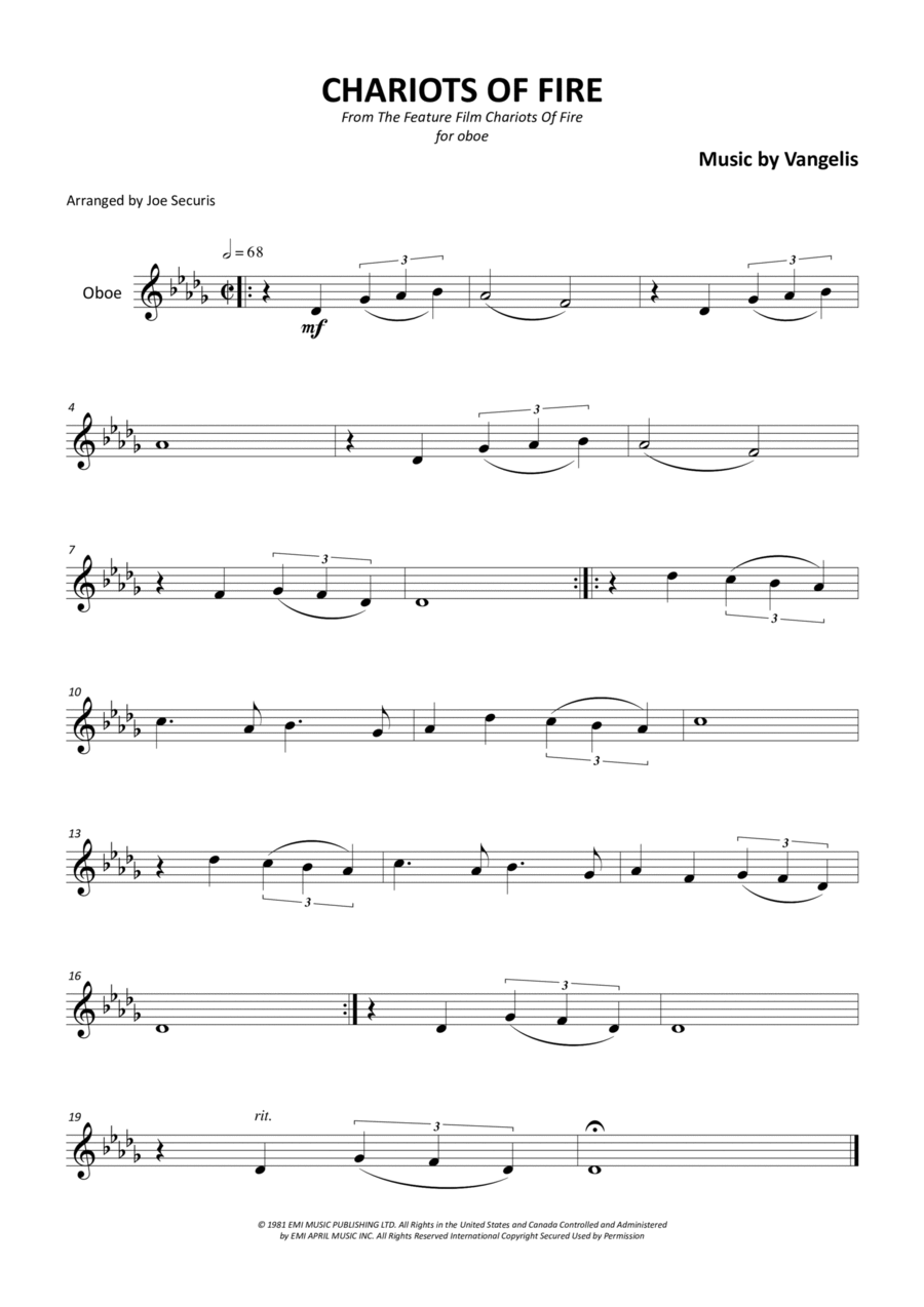 Chariots Of Fire Oboe Solo scores gallery preview page 1