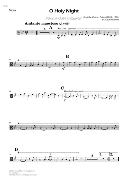 O Holy Night - Piano Quintet (Individual Parts) image number null