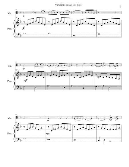 Variations on au Joli Bois for viola and piano image number null